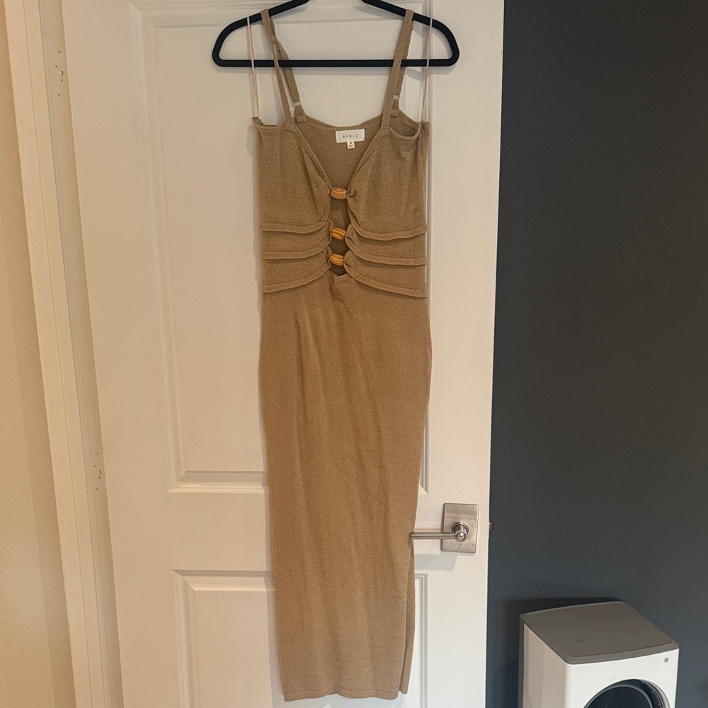 MARBLE Tan Strappy Midi Dress
